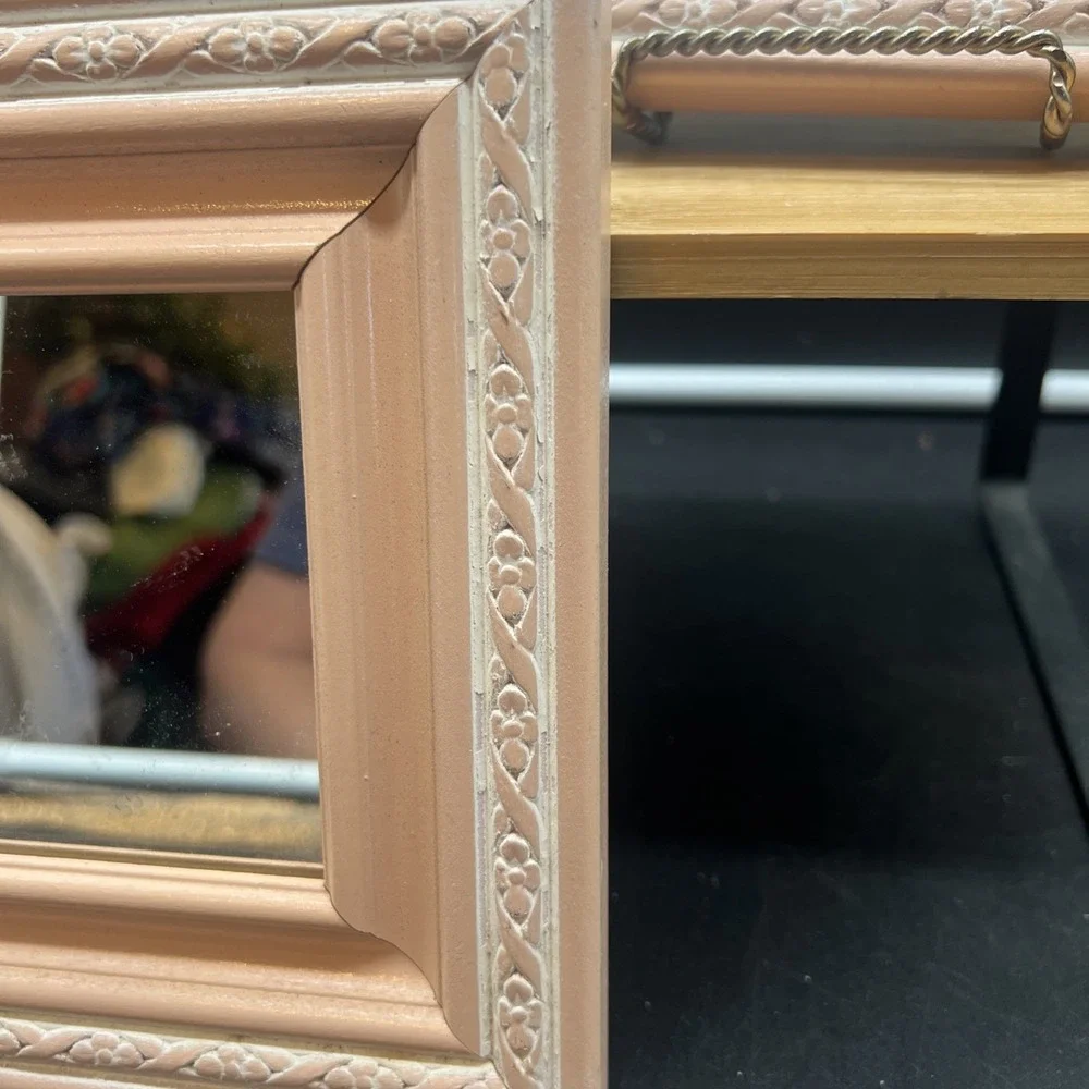 Vintage Wall Hanging Mirrors Pink & White 7